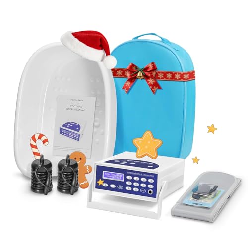 Ionic Detox Foot Bath - Detox Foot Spa, Ionic Foot Bath Detox Machine Chi Cleanse with Tub, Wrist Strap, Far Infrared Waistbelt, 2 Arrays, Blue Bag