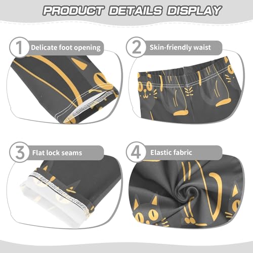 Toddler Girls Leggings Printed Yoga Pants Leggings Yellow Grey Cat for Kids3