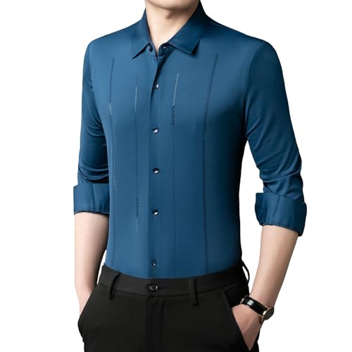 Camisa de negocios slim fit con botones y estampado vertical OAKVERVE