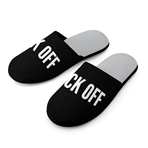 Fuck Off Women's Cotton Slippers Memory Foam House Slippers with Anti-Skid Sole