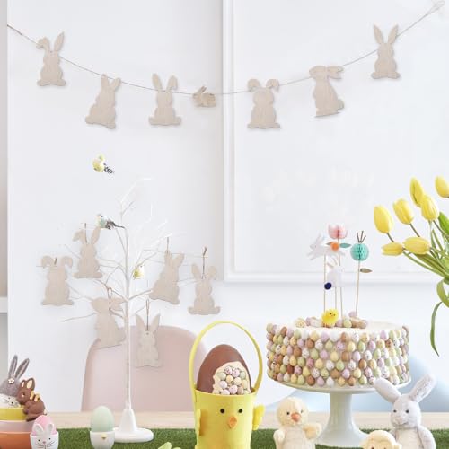12 Stück Hasen Figuren Osterdeko Modern Set - Osterhase Holz Anhänger zum Basteln & Bemalen - Osterdeko zum Aufhängen für den Osterstrauch - Osteranhänger Holz für eine Ostern deko Modern & Natürlich