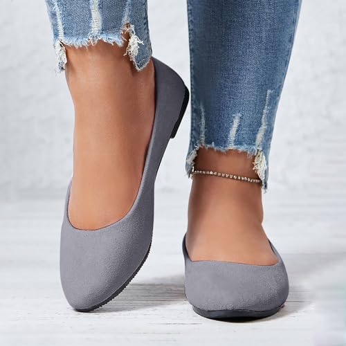 Flat Shoes for Women Comfortable Slip on Shallow Shoe Women's Flats Casual Dressy Suede Lightweight Single-Shoes3