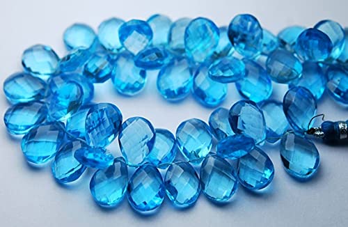 Quartz Bleu Suisse en Poire Facettée 10x14mm pour Joaillerie Haute Qualité