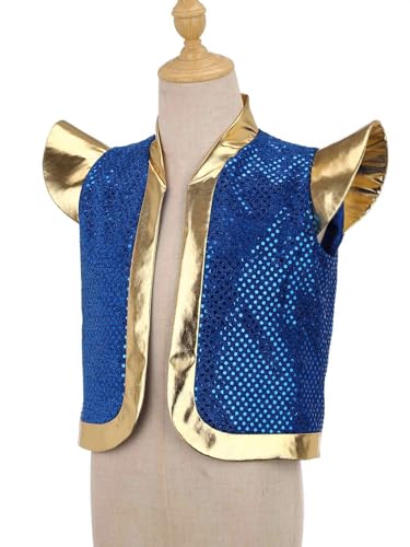 Moily Kids Boys Arabian Prince Street Rats Vest Cap Sleeve Sequins Open Front Waistcoat Top4