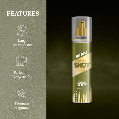 Image of Layer'r Shot Gold Sporty Body Spray for Men, 135ml | Long-Lasting Deodorant with Fresh Grapefruit, Pineapple & Vanilla Amber Fragrance | All-Day Freshness | Ideal for Daily Use