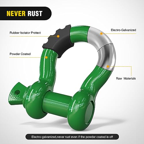 Image of Nilight 2 Pack 3 /4 inch D-Ring Shackle with 7 /8 inch Screw Pin 41,887lbs Break Strength, Heavy Duty Off Road Recovery Shackle with Isolators Washers for Use with Tow Strap, Winch, Off-Road Truck Vehicle