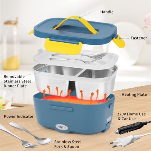 Thermocontainer 1000 ml, elektrische lunchbox, voedselverwarmer, auto