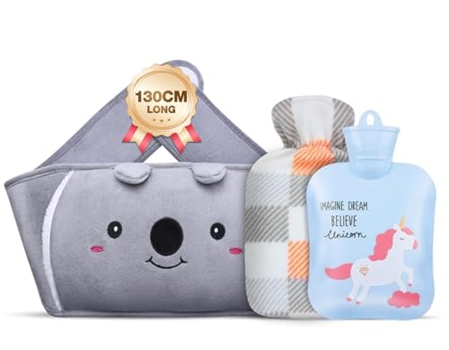Wärmflasche aus Gummi mit Weichem Plüschbezug Wärmflaschengürtel für Nacken, Schulter, Rücken und Beine – Ideal für Kinder, Erwachsene und...