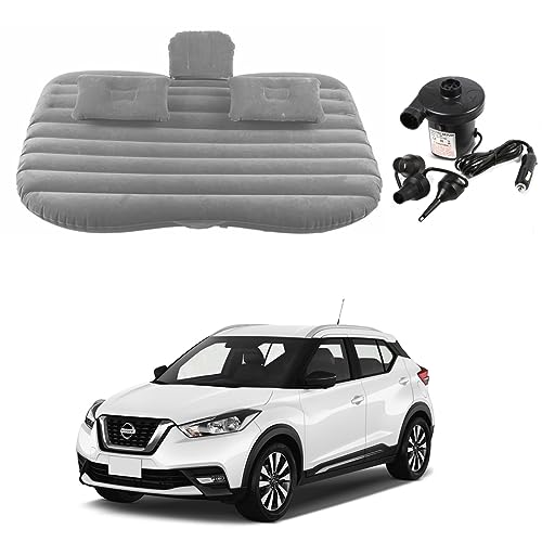 Image of Oshotto Multifunctional Car Travel Bed Mattress with Two Air Pillows, Car Air Pump Compatible with Nissan Kicks (Grey)