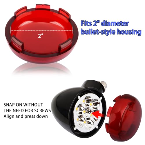 Image of Turn Signal Lens Kit,Front /Rear Bullet Turn Signal Light Replacement Lenses Covers for Harley Sportster 883 1200 /Touring Road King Electra Glide Street Glide /Softail /Dyna /V-Rod,Red,2 PCS