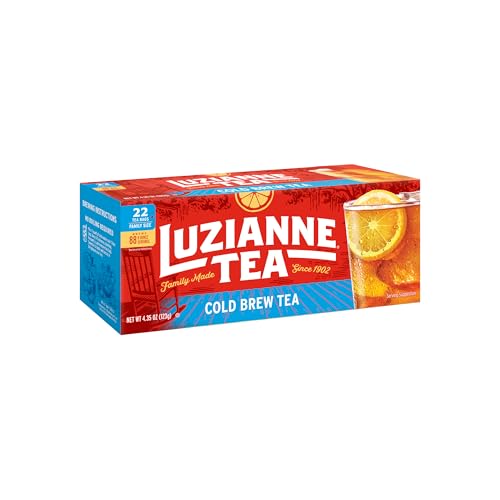 Image of Luzianne Unsweetened Cold Brew Black Iced Tea Bags, Family Size, 22ct Box (Pack of 1)