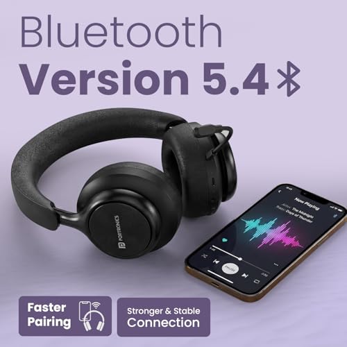 Image of Portronics Muffs M7 Over Ear Headphone with USB-A & Type C 2.4Ghz Receiver, Detachable Boom Mic, Upto 50 Hours Playtime, Deep Bass, Bluetooth V5.4, 40mm Dynamics Driver, Type C Fast Charging(Black)