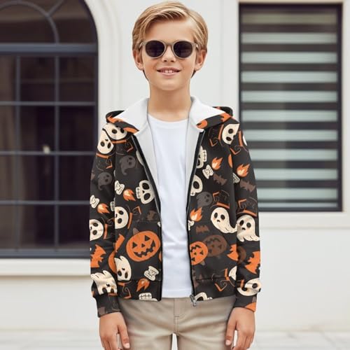 Kids Zip-Up Hoodie, Soft Athletic Sweatshirt Fashion Cozy Athletic Boys Long Sleeve Top School Hoodie Girls4