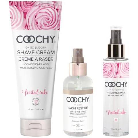 Coochy Frosted Cake Perfect Shave Bundle | Rash-Free Shave Cream, After Shave Protection Mist & Body Fragrance Mist | Ideal for Sensitive Skin, Anti-Bump | Pack of 3 Cover