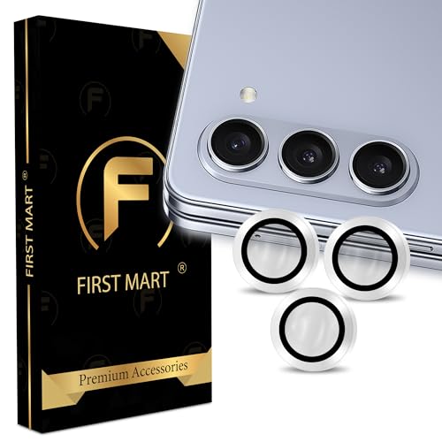 Image of FIRST MART Silver Camera Ring Guard Protector for Samsung Galaxy Z Fold 5 | Tempered Glass with Metal Alloy Rings, HD Clear, Scratch Resistant, Case-Friendly | Pack of 1