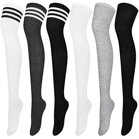 Aneco 6 Pairs Over Knee Thigh Socks Knee-High Warm Stocking Women Boot Sock Leg Warmer High Socks for Daily Wear, Cosplay Cover