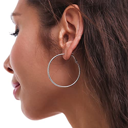 2mm Sterling Silver Big Hoop Earrings For Women - Large Hypoallergenic Circle Endless Thin Oversize Silver Hoops4