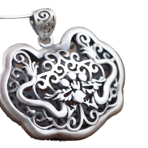 Collier argent S925 anti-ternissement avec pendentif serrure double face pour look durable