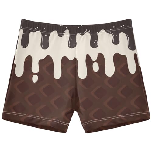 Boys Swim Trunks Quick Dry Bathing Suit Black Ice Cream Brown Toddler Swim Shorts Boardshorts Swimwear 3-10