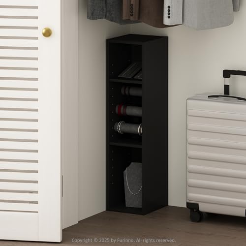 Image of Furinno Reed 3-Tier Closet Organizers and Storage, Closet Organizer, Open Shelf Closet Storage, for Wardrobe, Bedroom, Living Room, 8-Inch Width, Blackwood