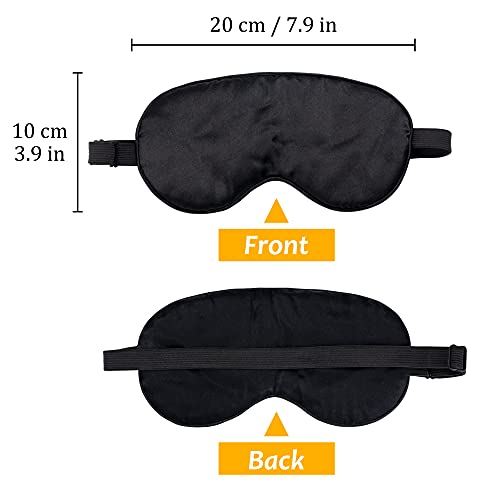 Vagasi Slaapmasker zijde vrouwen nachtmasker oogmasker satijn heren ultrazachte verstelbare moerbeizijde ademend met draagbare tas, zwart - Image 6