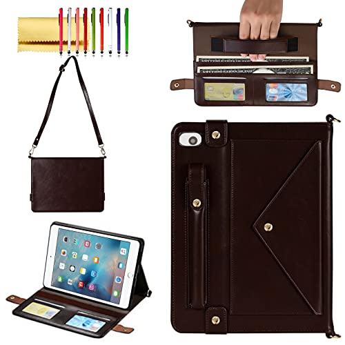 Étui en cuir synthétique pour iPad Mini fini marron foncé premium