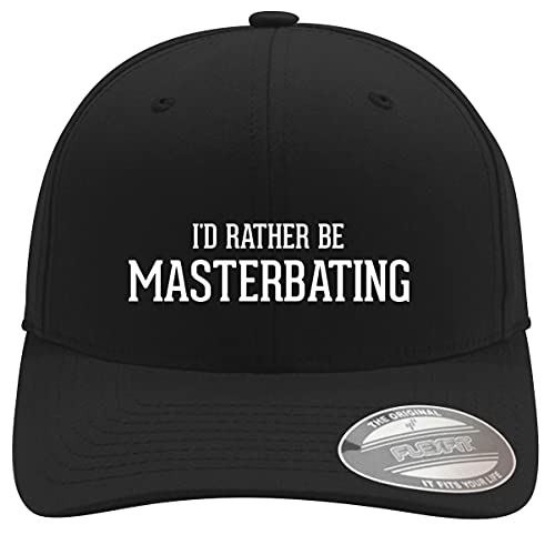 I'd Rather Be Masterbating - Soft Flexfit Baseball Hat Cap, Black, Large/X-Large