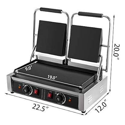 VEVOR Kontakt Grill LD-813E Panini Grill Effiziente Heizfläche 490x230mm, Grilltoaster aus Edelstahl, 1,8kw Kontaktgrill… – Bild 3