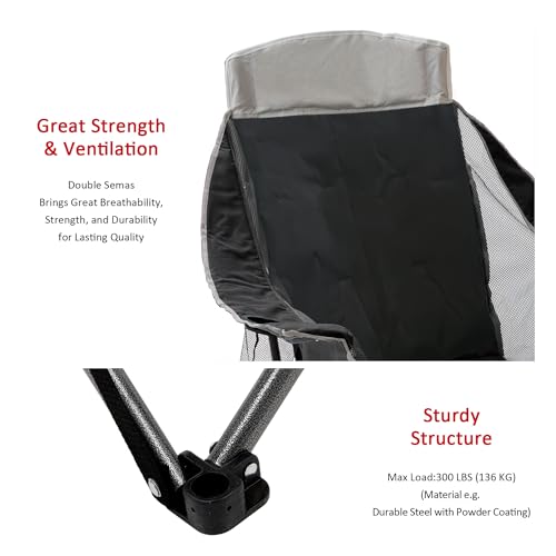 SUNNYFEEL XL Padded Oversized Camping Chair, Heavy Duty Folding Camp Chairs w/Cup Holder and Carry Bag, Portable Lawn Chairs, Foldable Outdoor Sofa for Adults, Sports, Tailgating, Beach,RVing