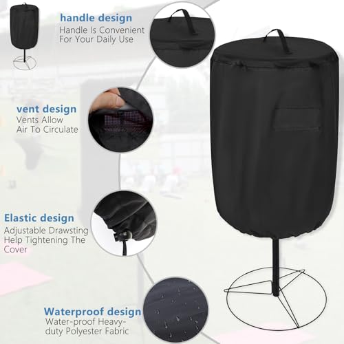 Image of Disc Golf Basket Cover, Double Stitched Seam, Tear and UV resistant-420D Heavy Duty Fabric, Water-resistant, Sun Protection, Flying Disc Golf Basket Accessories, 27.6 inch D x 35.43'' H，Black
