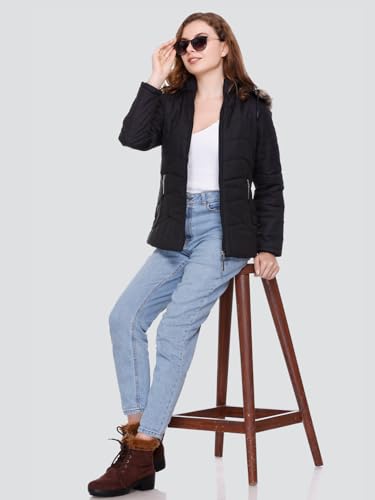 Image of RARE TIMES Women's Stylish Solid Full Sleeves Jacket | Winter Wear Quilted Jacket for Travelling | Regulaer Fit Puffer Jacket For Women