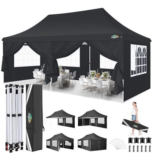COBIZI Faltpavillon 3X6m Wasserdicht Stabil Pavillon 3x6m, Partyzelt Faltbar Anti-UV mit 6 Seitenwänden & 4 Sandsack, Gartenpavillon für Hochzeiten, Freien, Garten, Party