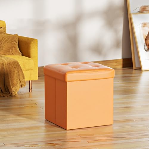 KHLMSRXJ Otomana Plegable con Espacio de Almacenamiento, Banco con Compartimento extraíble, baúl de Almacenamiento, Ideal para Sala de Estar, Dormitorio o Dormitorio (Naranja, 38 cm/14,9 PU