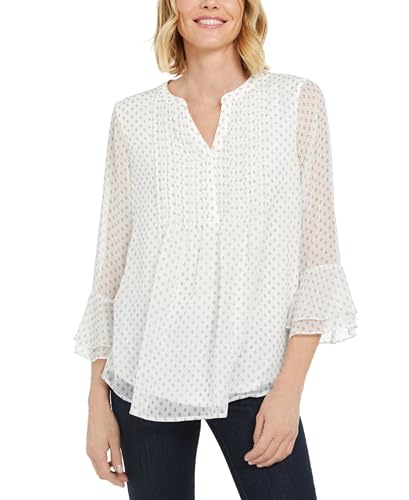 Charter Club Damask Petite Printed Pintuck Top...