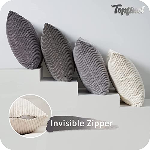 Image of Topfinel Euro Shams Decorative Throw Pillows Covers for Bedroom,Large Cream Grey Fluffy Corduroy Western Home Decor Cushion Cases,Soft Neutral Gray Shams Set of 4 26x26 Inch