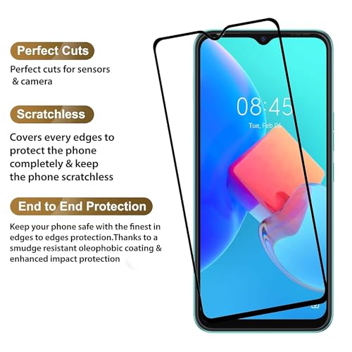 Image of HD Tempered Glass Screen Protector Compatible For Tecno Spark 8i, Spark 8C With Edge To Edge Coverage And Easy Installation Kit