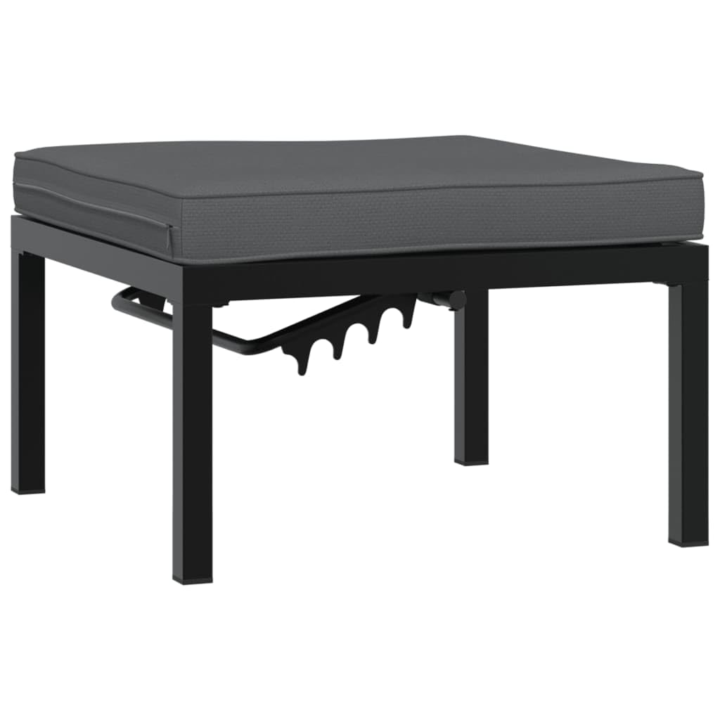 Taboret ogrodowy z poduszką czarny aluminium