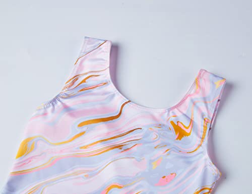 Rainbowsnow Gymnastics Leotards Set For Girls Size 7-8 Years Old Sleeveless Tank Pink Print Leos With Matching Shorts Adorable One Piece Gym Practicing Outfits #TOP4