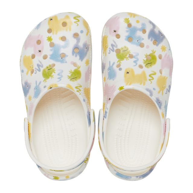 Image of Crocs Unisex's Classic Clogs with Patterns and Graphics (Little Kid /Big Kid) Chalk 4 Medium