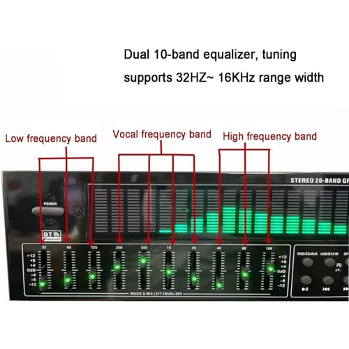 31 Band Stereo Audio Graphic Equalizer,Professional Graphic Equalizer con Pantalla LED de Espectro, 12 Patrones Rítmicos y Reducción Automática de Ruido miniatura 5