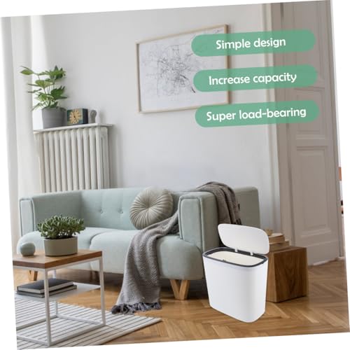 Caneca de basura rectangular blanca con tapa tipo push miniatura 6