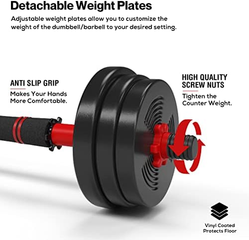 Gallant 20kg Adjustable Dumbbells Weights Set - Barbell & Dumbbell Hand Free Weight Pair For Men & Women Excellent for Lifting Bodybuilding Fitness Home Gym Training