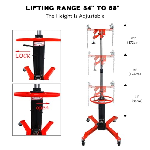 Evgtti EVG-1 Transmission Jack 1660 Lbs/ 0.75 Ton Capacity Hydraulic Telescopic Transmission Jack 34 Inch thumb #4