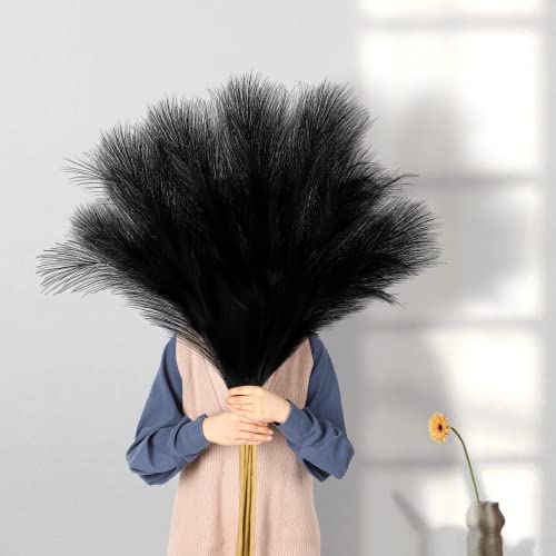 6 Stück 110 cm künstliches Pampasgras groß mit Verlängerungsstiel, große Kompasszweige Blumenpflanzen, künstliche Blumen für Bodenvasenfüller, Wohnzimmer, Küche, Boho-Dekor (schwarz) Cover