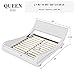 Allewie Queen Size Upholstered Platform Bed Frame with Ergonomic & Adjustable Headboard, Modern Low Profile Sleigh Design - Easy Assembly, No Box Spring Needed, White