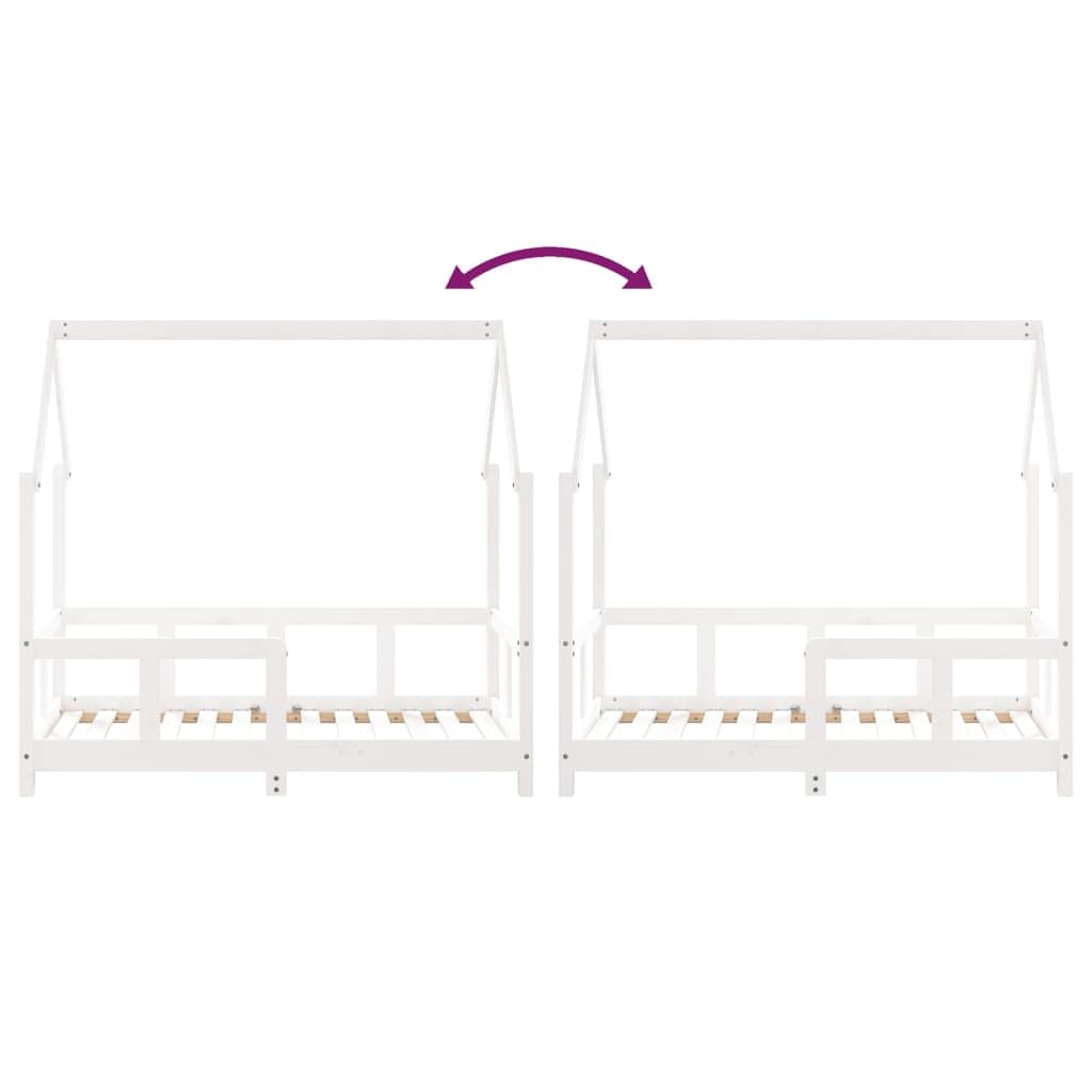 Cama infantil de madera maciza de pino, 70 x 140 cm, con somier, peldaños, protección contra caídas para niños pequeños, convertible y regulable en altura, espacio para dormir para habitación