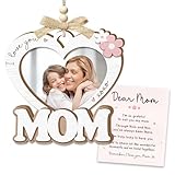 Veryhomy Mothers Day Wooden Picture Frame Ornament - Happy Birthday Mom, Car Hanging Photo Holder with Heartfelt Message Card - Ideal Birthday Presents For Mother, New Mom