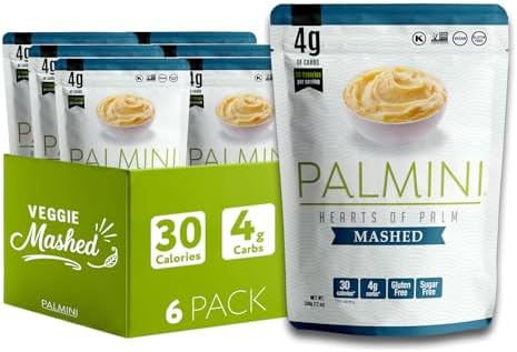 Palmini Mashed | Low-Carb, Low-Calorie Hearts of Palm Mash | Keto, Gluten Free, Vegan, and Non-GMO | As seen on Shark Tank | (12 Ounce Pouch - Pack of 6)