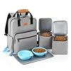 Dog Travel Bag Airline Approved Organizer Backpack with Multi Function Pockets 25L Accessories Set with 2 Food Storage Containers 2 Foldable Bowls for Weekend