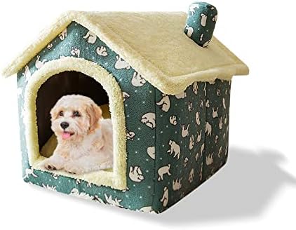 Galatée Cat Cave Bed, Washable Dog Bed, Warm And Cosy Plush Cat Igloo, Foldable Comfortable Pet Cat House, Pet Bed With Nonskid Bottom(M, Brown Stars)